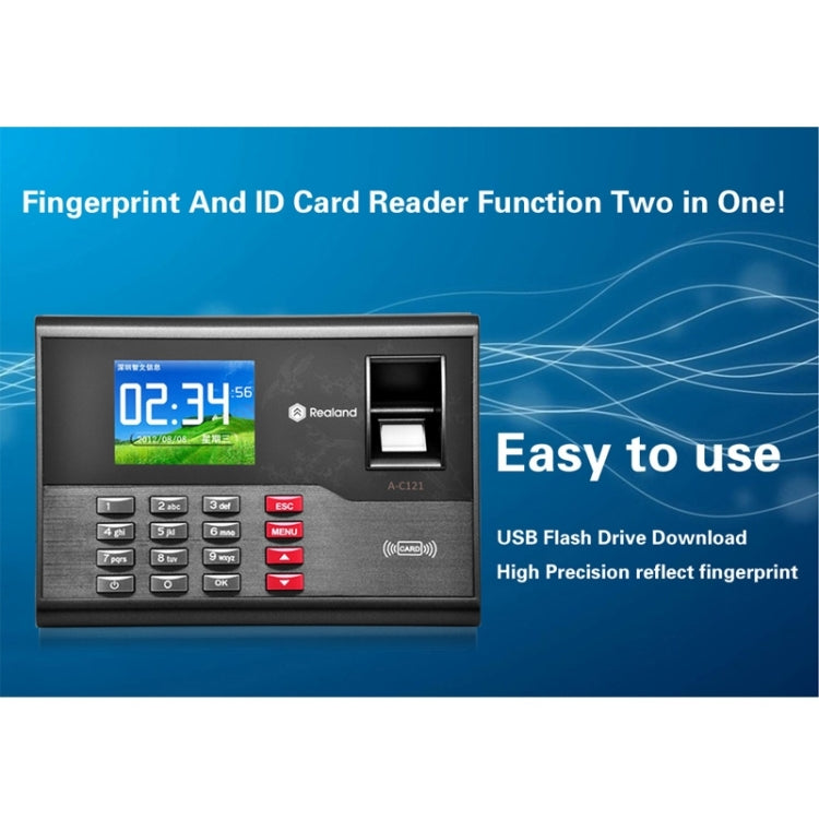 Realand A-C121 2.8 inch Color TFT Screen Fingerprint & RFID Time Attendance, USB Communication Office Time Attendance Clock, A-C121 Realand A-C121 2.8 inch Color TFT Screen Fingerprint & RFID Time Attendance, USB Communication Office Time Attendance Clock, A-C121
